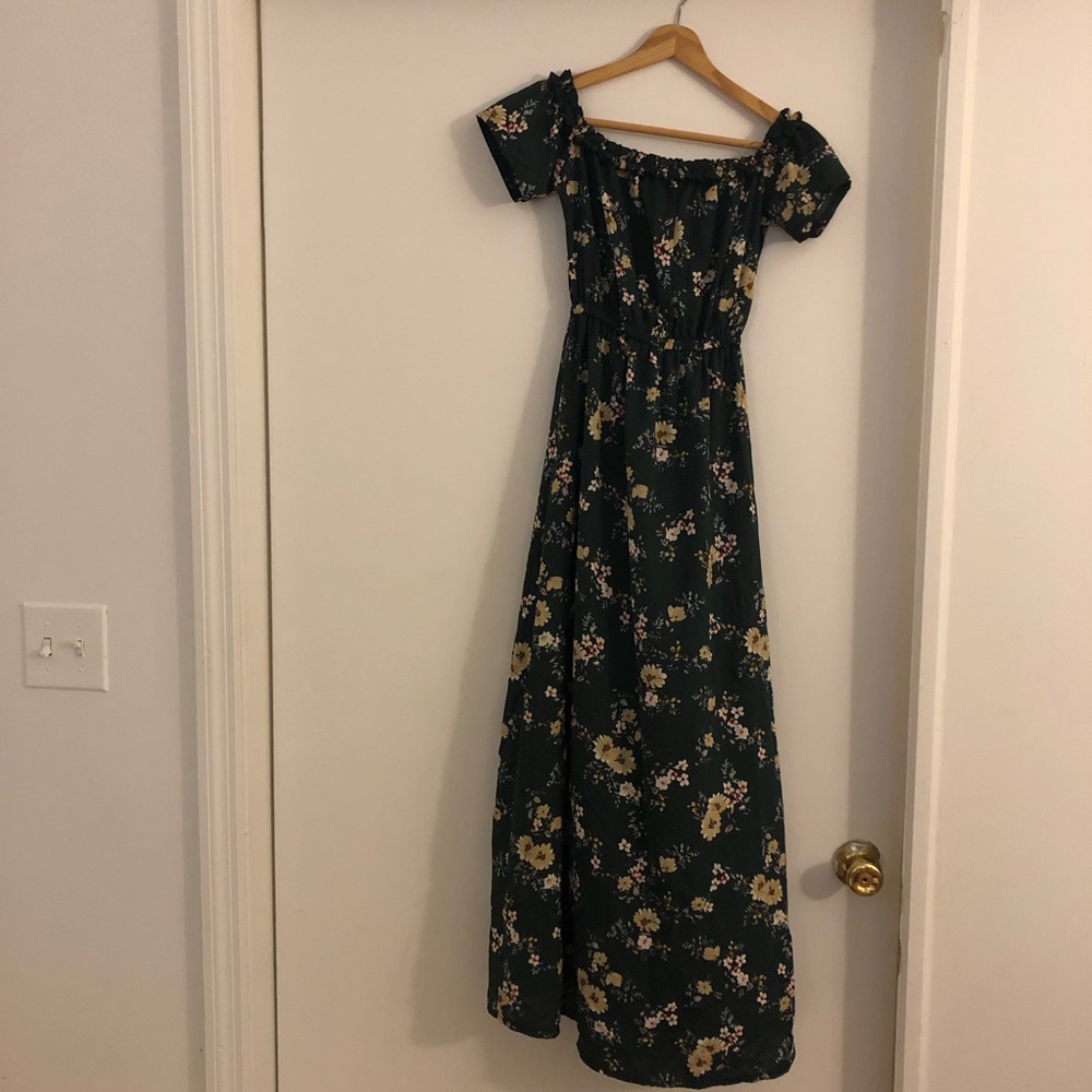 Flower-Printed Green Dress